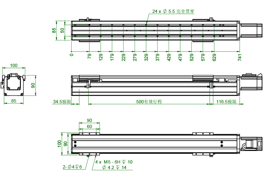 BO-85系列絲桿滑臺尺寸圖紙 BO-85系列絲桿滑臺尺寸圖紙